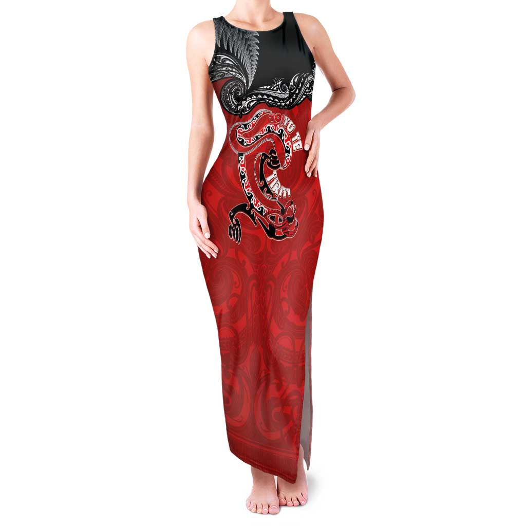 Personalised Aotearoa Toitu Te Tiriti Family Matching Tank Maxi Dress and Hawaiian Shirt Taniwha Tribal Motifs LT03 Mom's Dress Multicolor - Polynesian Pride