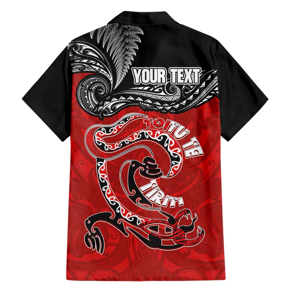 Personalised Aotearoa Toitu Te Tiriti Hawaiian Shirt Taniwha Tribal Motifs