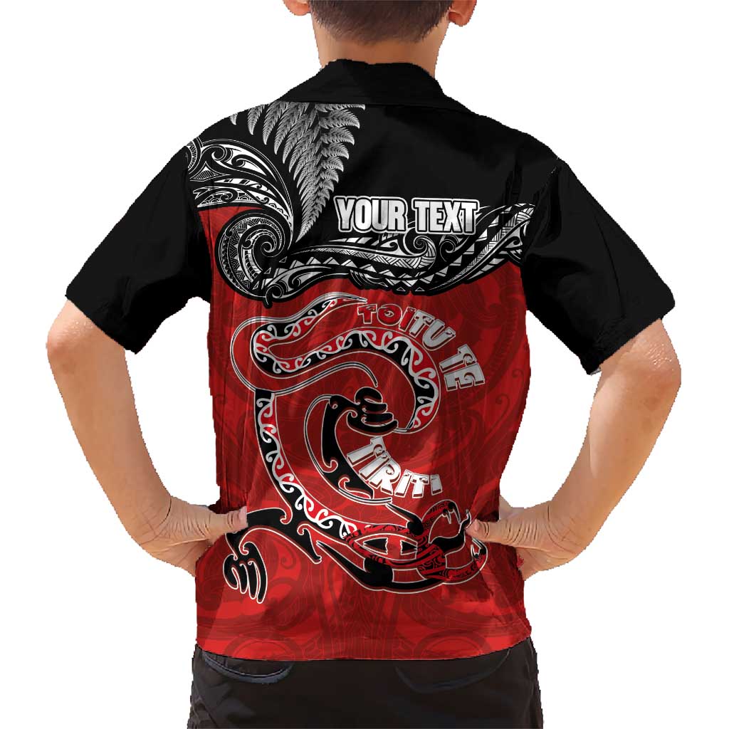 Personalised Aotearoa Toitu Te Tiriti Hawaiian Shirt Taniwha Tribal Motifs