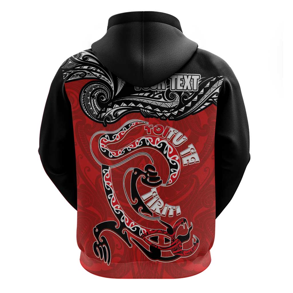 Personalised Aotearoa Toitu Te Tiriti Hoodie Taniwha Tribal Motifs LT03 - Polynesian Pride