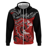 Personalised Aotearoa Toitu Te Tiriti Hoodie Taniwha Tribal Motifs LT03 Zip Hoodie Multicolor - Polynesian Pride