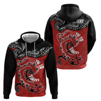 Personalised Aotearoa Toitu Te Tiriti Hoodie Taniwha Tribal Motifs LT03 - Polynesian Pride