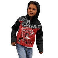 Personalised Aotearoa Toitu Te Tiriti Kid Hoodie Taniwha Tribal Motifs LT03 - Polynesian Pride
