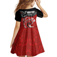 Personalised Aotearoa Toitu Te Tiriti Kid Short Sleeve Dress Taniwha Tribal Motifs