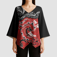 Personalised Aotearoa Toitu Te Tiriti Kimono Sleeve Blouse Taniwha Tribal Motifs LT03 - Polynesian Pride