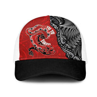 Aotearoa Toitu Te Tiriti Mesh Trucker Cap Taniwha Tribal Motifs LT03 One Size White Multicolor - Polynesian Pride