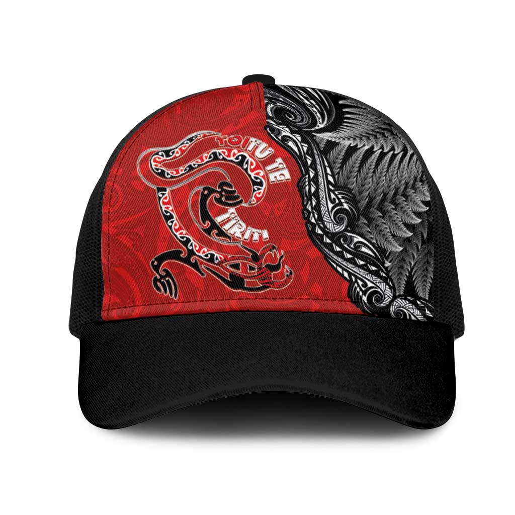 Aotearoa Toitu Te Tiriti Mesh Trucker Cap Taniwha Tribal Motifs LT03 One Size Black Multicolor - Polynesian Pride