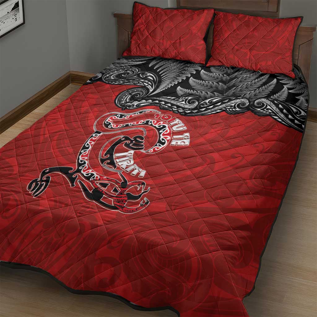 Aotearoa Toitu Te Tiriti Quilt Bed Set Taniwha Tribal Motifs