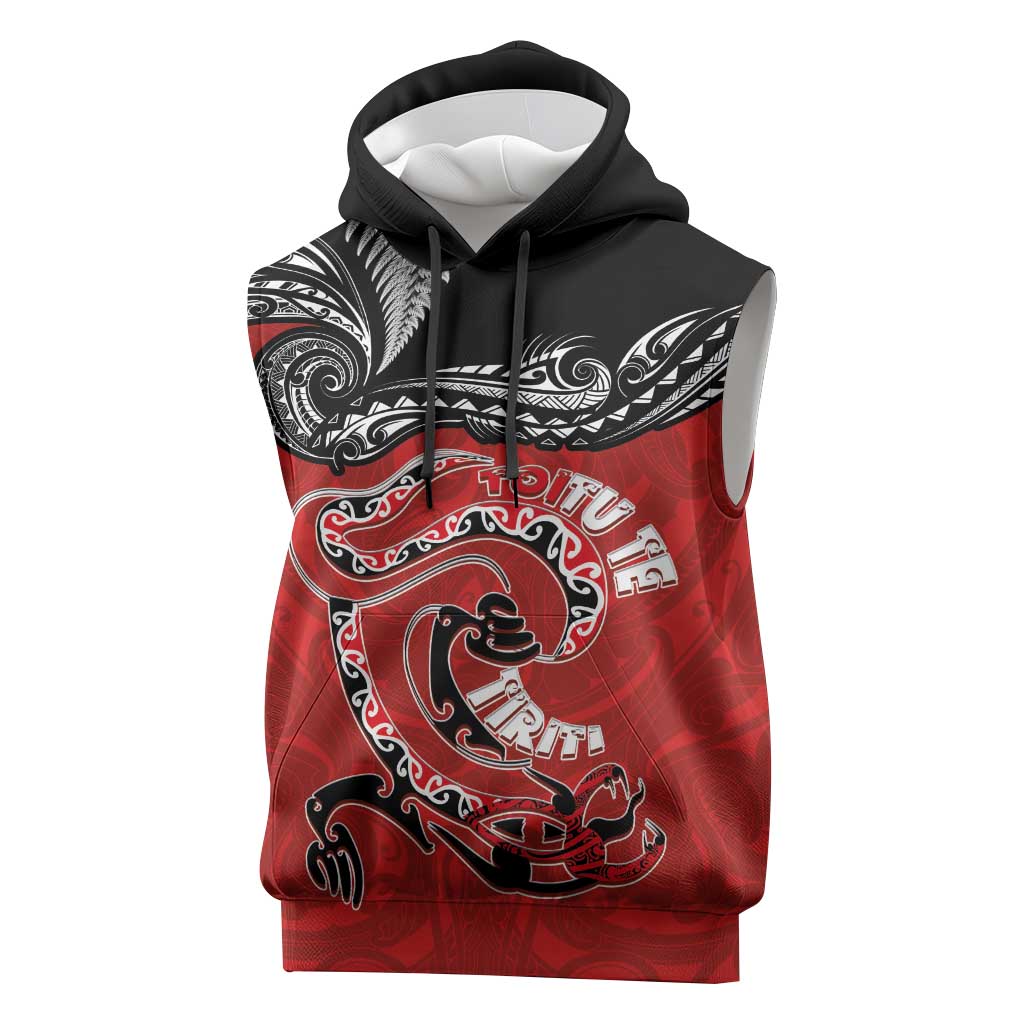 Personalised Aotearoa Toitu Te Tiriti Sleeveless Hoodie Taniwha Tribal Motifs LT03 Multicolor - Polynesian Pride