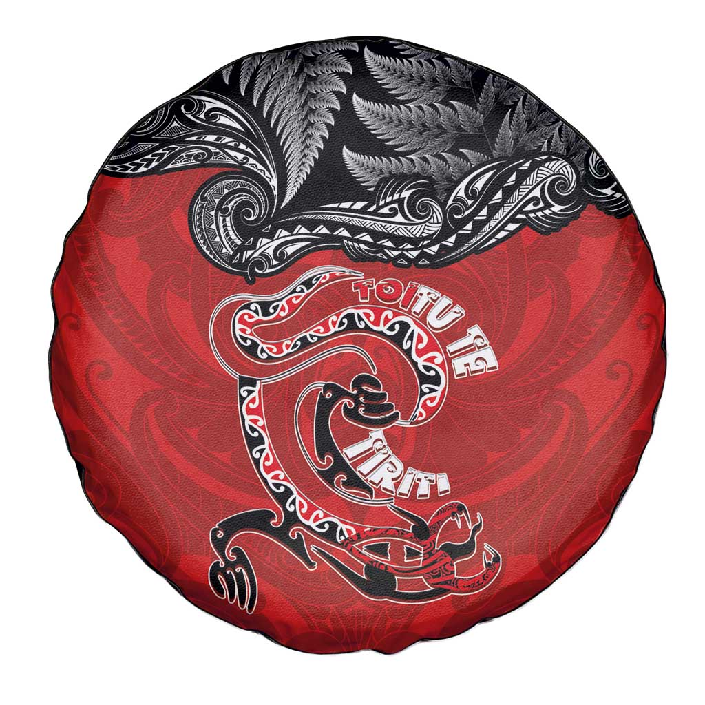 Aotearoa Toitu Te Tiriti Spare Tire Cover Taniwha Tribal Motifs LT03 - Polynesian Pride