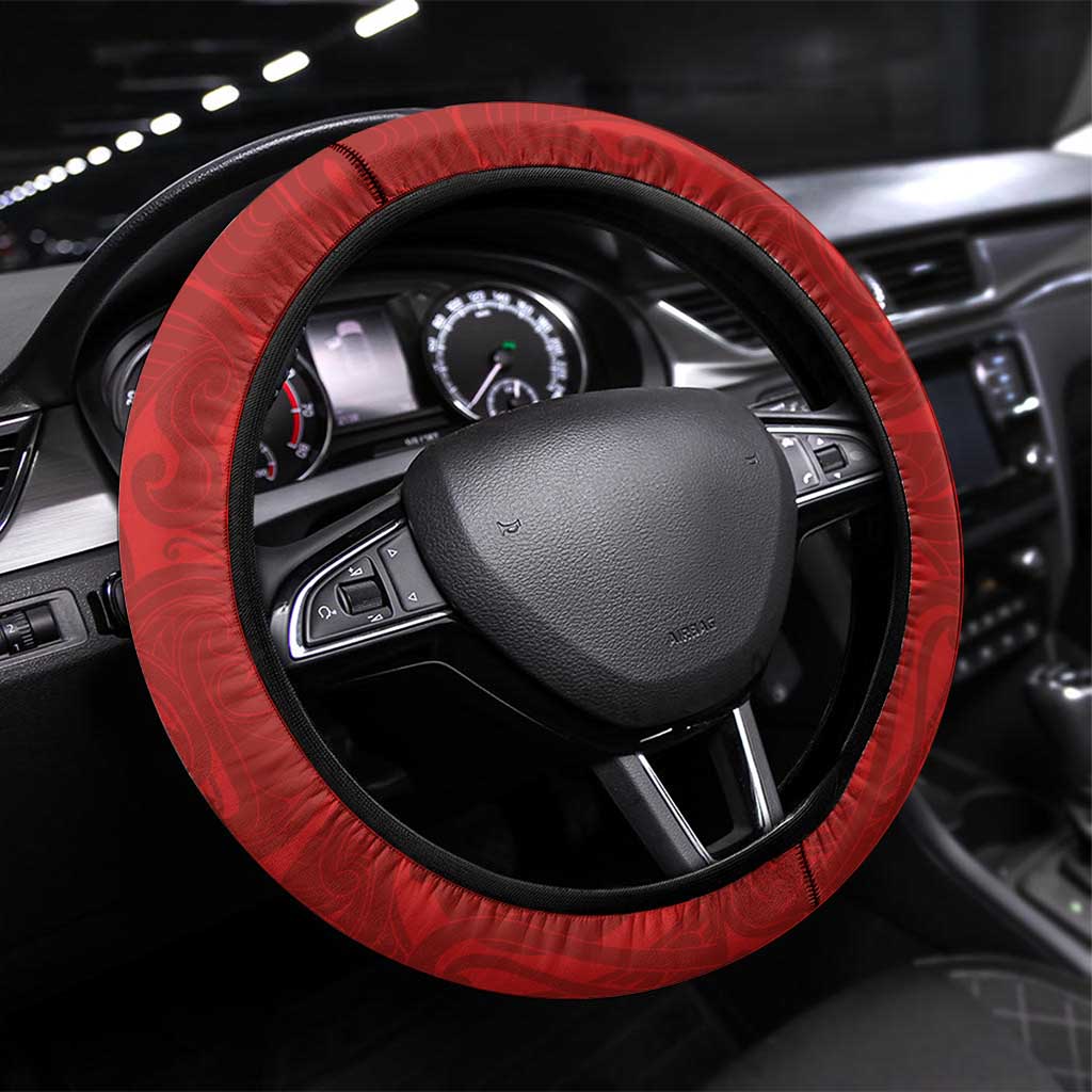 Aotearoa Toitu Te Tiriti Steering Wheel Cover Taniwha Tribal Motifs LT03 Universal Fit Multicolor - Polynesian Pride