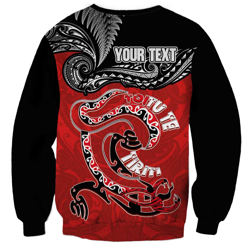 Personalised Aotearoa Toitu Te Tiriti Sweatshirt Taniwha Tribal Motifs LT03 - Polynesian Pride