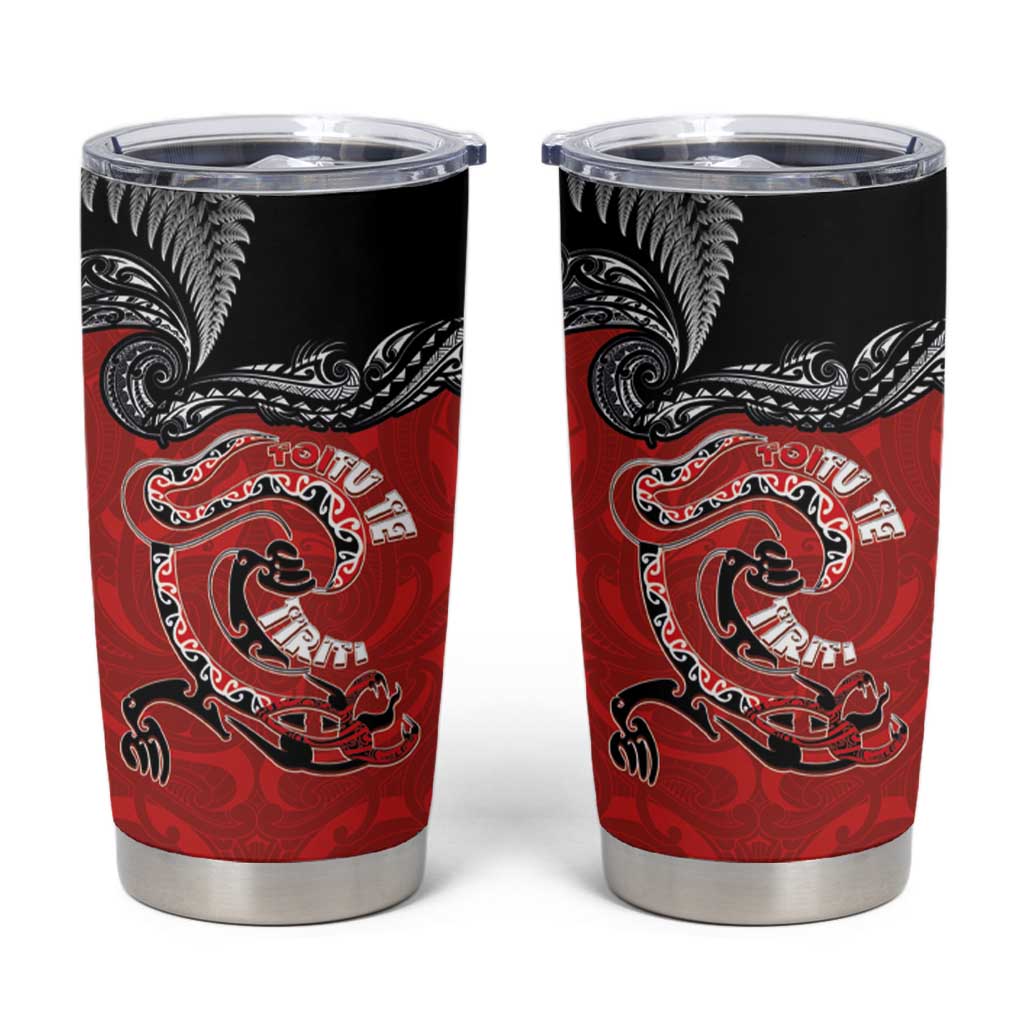 Aotearoa Toitu Te Tiriti Tumbler Cup Taniwha Tribal Motifs LT03 Multicolor - Polynesian Pride