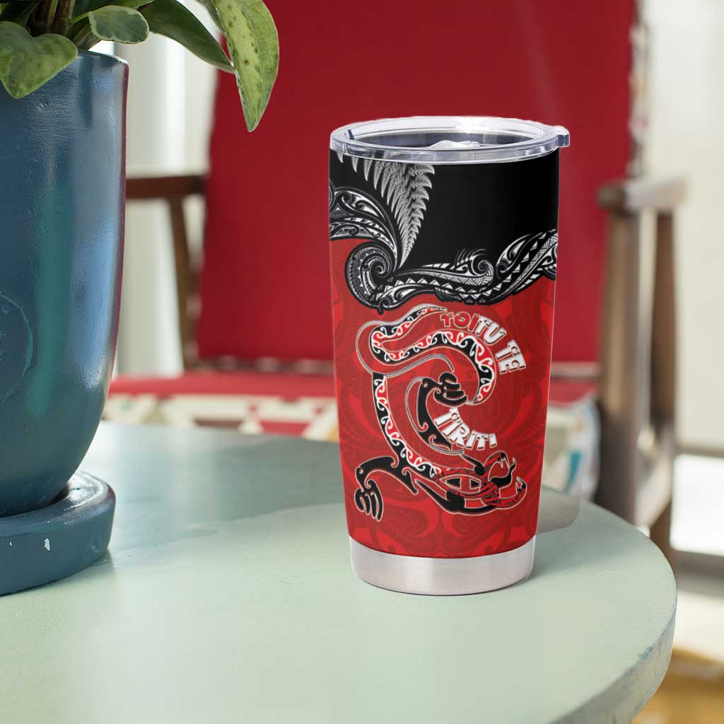Aotearoa Toitu Te Tiriti Tumbler Cup Taniwha Tribal Motifs LT03 - Polynesian Pride