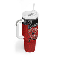 Aotearoa Toitu Te Tiriti Tumbler With Handle Taniwha Tribal Motifs LT03 - Polynesian Pride