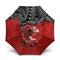 Aotearoa Toitu Te Tiriti Umbrella Taniwha Tribal Motifs LT03 One Size Folded 11.42 inch Opened Diameter 37.4 inch Multicolor - Polynesian Pride