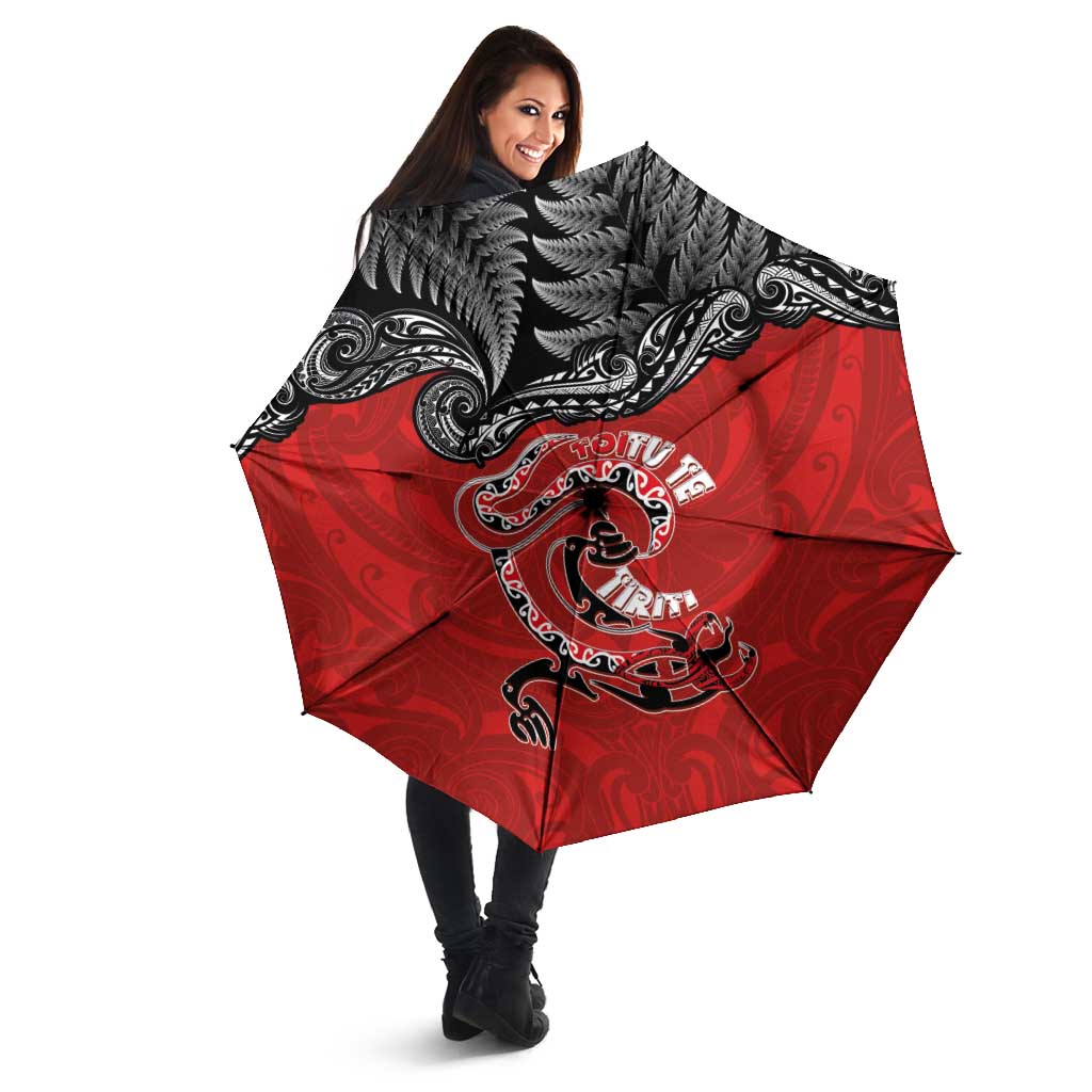 Aotearoa Toitu Te Tiriti Umbrella Taniwha Tribal Motifs LT03 - Polynesian Pride