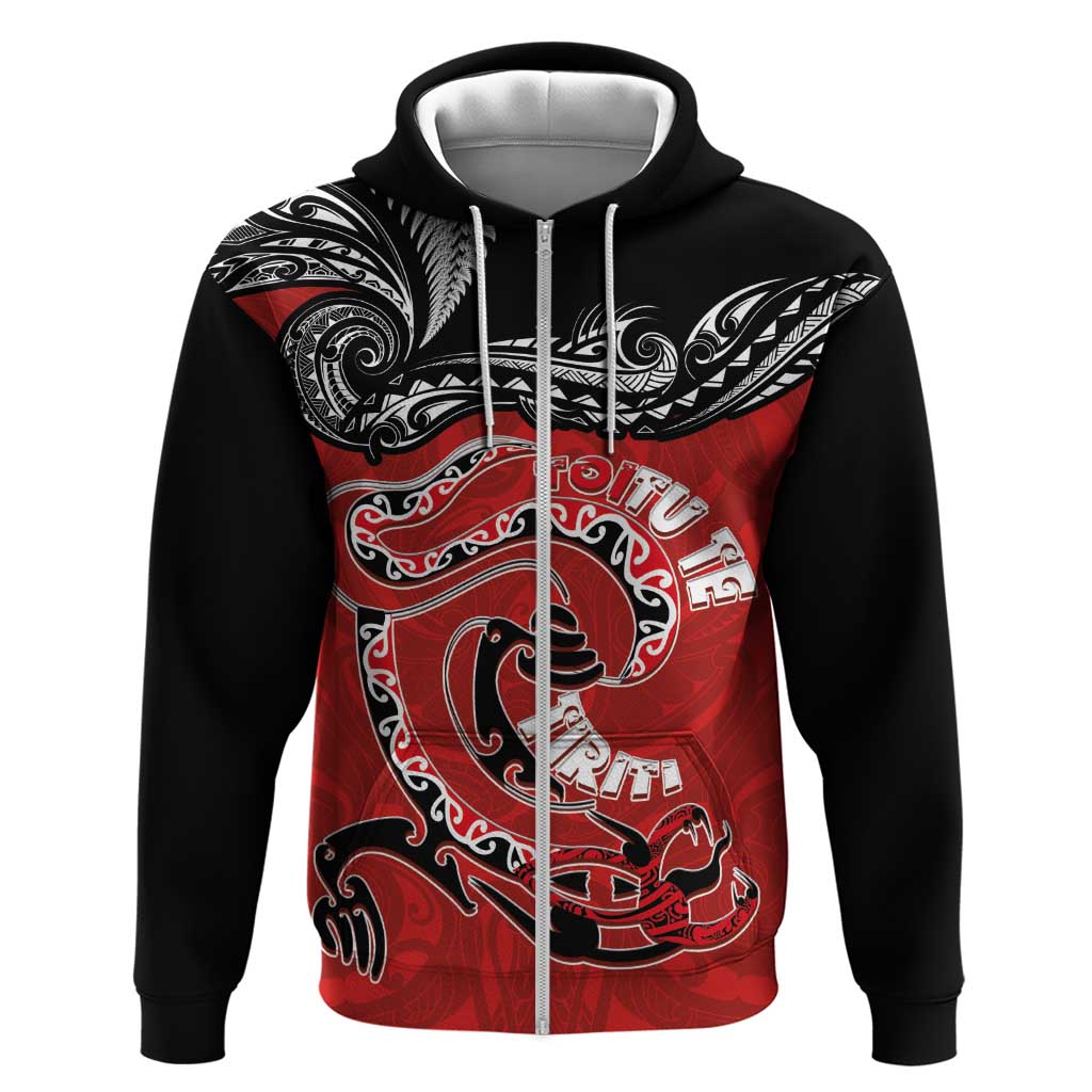 Personalised Aotearoa Toitu Te Tiriti Zip Hoodie Taniwha Tribal Motifs LT03 Zip Hoodie Multicolor - Polynesian Pride