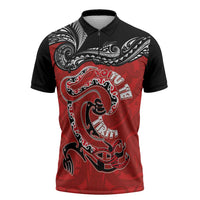 Personalised Aotearoa Toitu Te Tiriti Zipper Polo Shirt Taniwha Tribal Motifs LT03 Multicolor - Polynesian Pride