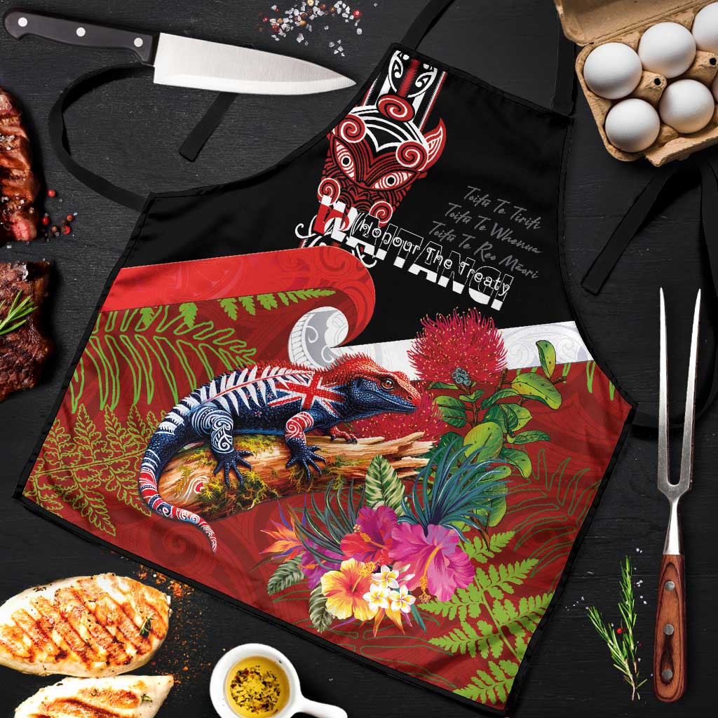 Aotearoa Toitu Te Tiriti Apron Waitangi-Honour The Treaty NZ Tuatara and Plants LT03 Multicolor - Polynesian Pride