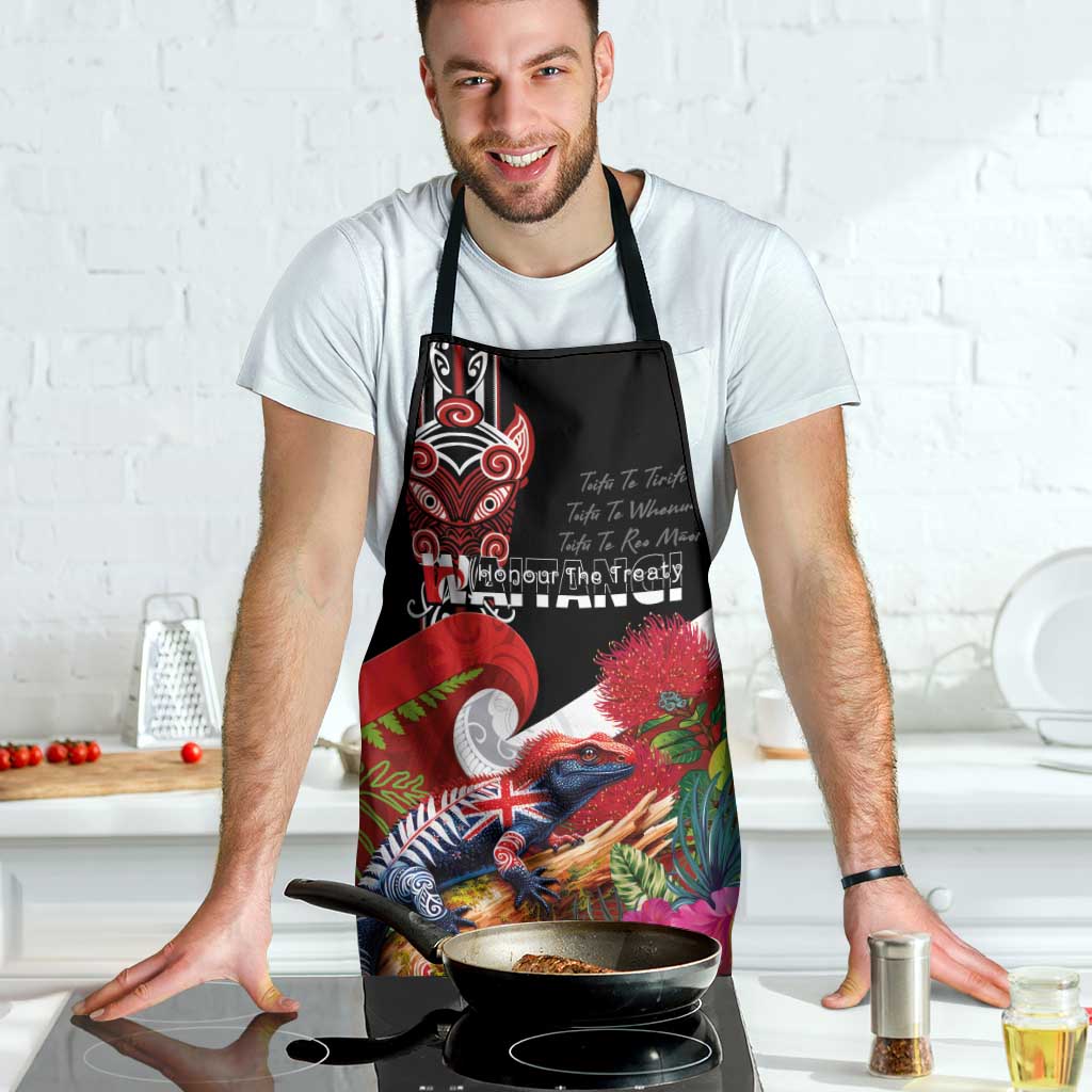 Aotearoa Toitu Te Tiriti Apron Waitangi-Honour The Treaty NZ Tuatara and Plants LT03 - Polynesian Pride