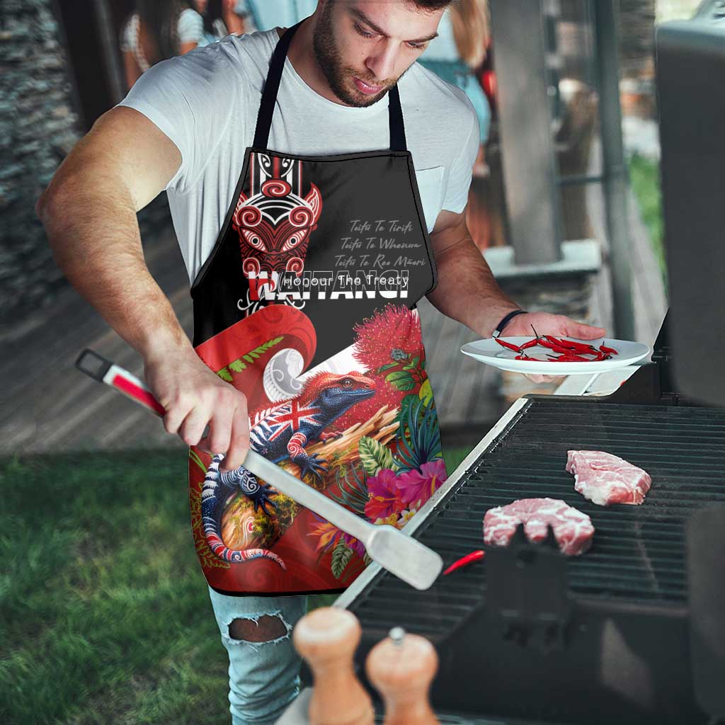 Aotearoa Toitu Te Tiriti Apron Waitangi-Honour The Treaty NZ Tuatara and Plants LT03 - Polynesian Pride