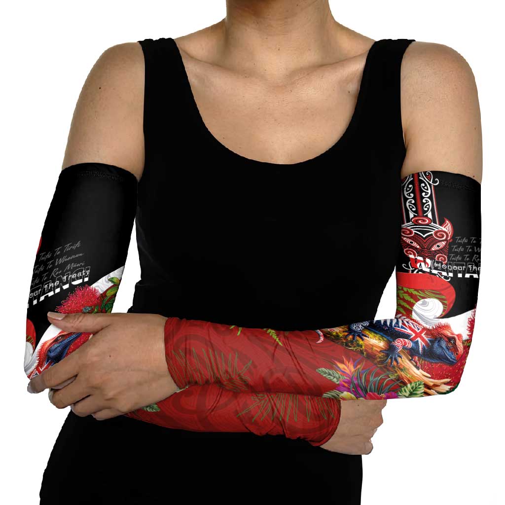 Aotearoa Toitu Te Tiriti Arm Sleeves Waitangi-Honour The Treaty NZ Tuatara and Plants LT03 - Polynesian Pride
