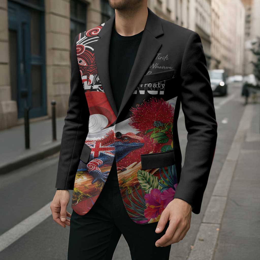 Aotearoa Toitu Te Tiriti Blazer Waitangi-Honour The Treaty NZ Tuatara and Plants LT03 - Polynesian Pride