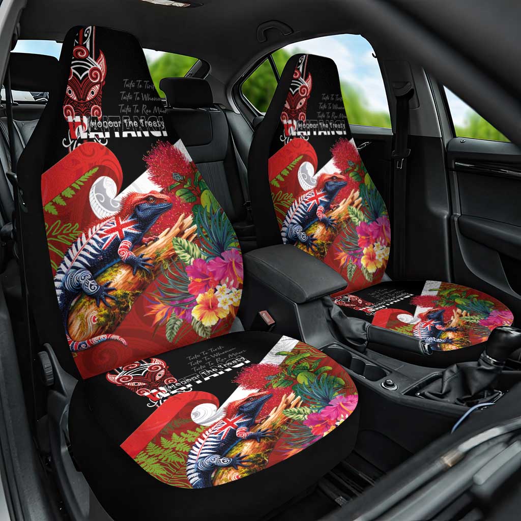 Aotearoa Toitu Te Tiriti Car Seat Cover Waitangi-Honour The Treaty NZ Tuatara and Plants LT03 One Size Multicolor - Polynesian Pride