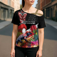 Aotearoa Toitu Te Tiriti Cross Shoulder Shirt Waitangi-Honour The Treaty NZ Tuatara and Plants LT03 - Polynesian Pride