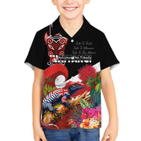 Aotearoa Toitu Te Tiriti Family Matching Off Shoulder Maxi Dress and Hawaiian Shirt Waitangi-Honour The Treaty NZ Tuatara and Plants LT03 Son's Shirt Multicolor - Polynesian Pride