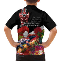 Aotearoa Toitu Te Tiriti Family Matching Short Sleeve Bodycon Dress and Hawaiian Shirt Waitangi-Honour The Treaty NZ Tuatara and Plants LT03 - Polynesian Pride