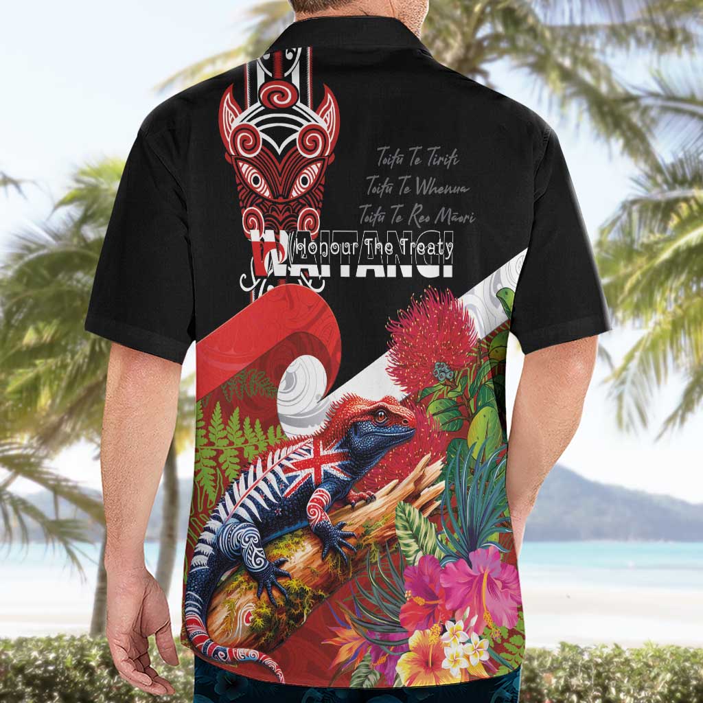 Aotearoa Toitu Te Tiriti Hawaiian Shirt Waitangi-Honour The Treaty NZ Tuatara and Plants