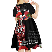 Aotearoa Toitu Te Tiriti Kid Short Sleeve Dress Waitangi-Honour The Treaty NZ Tuatara and Plants