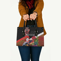 Aotearoa Toitu Te Tiriti Leather Bag Waitangi-Honour The Treaty NZ Tuatara and Plants LT03 - Polynesian Pride