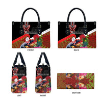Aotearoa Toitu Te Tiriti Leather Bag Waitangi-Honour The Treaty NZ Tuatara and Plants LT03 - Polynesian Pride