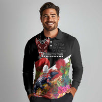 Aotearoa Toitu Te Tiriti Long Sleeve Polo Shirt Waitangi-Honour The Treaty NZ Tuatara and Plants