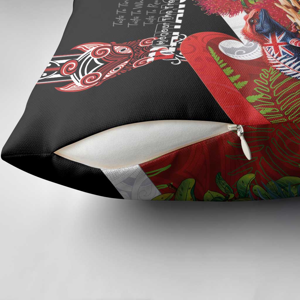 Aotearoa Toitu Te Tiriti Pillow Cover Waitangi-Honour The Treaty NZ Tuatara and Plants LT03 - Polynesian Pride
