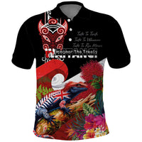 Aotearoa Toitu Te Tiriti Polo Shirt Waitangi-Honour The Treaty NZ Tuatara and Plants