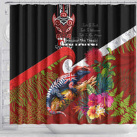Aotearoa Toitu Te Tiriti Shower Curtain Waitangi-Honour The Treaty NZ Tuatara and Plants LT03 - Polynesian Pride