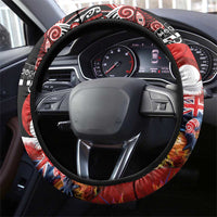 Aotearoa Toitu Te Tiriti Steering Wheel Cover Waitangi-Honour The Treaty NZ Tuatara and Plants LT03 - Polynesian Pride