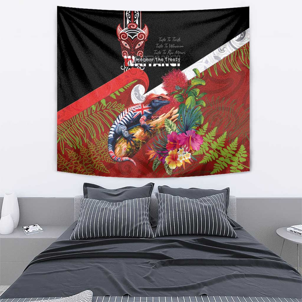 Aotearoa Toitu Te Tiriti Tapestry Waitangi-Honour The Treaty NZ Tuatara and Plants LT03 - Polynesian Pride
