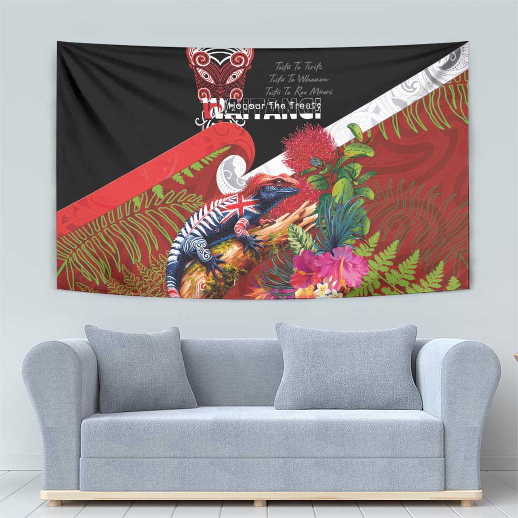 Aotearoa Toitu Te Tiriti Tapestry Waitangi-Honour The Treaty NZ Tuatara and Plants LT03 - Polynesian Pride