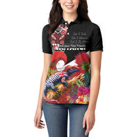 Aotearoa Toitu Te Tiriti Women Polo Shirt Waitangi-Honour The Treaty NZ Tuatara and Plants