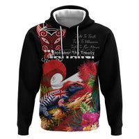 Aotearoa Toitu Te Tiriti Zip Hoodie Waitangi-Honour The Treaty NZ Tuatara and Plants LT03 Pullover Hoodie Multicolor - Polynesian Pride