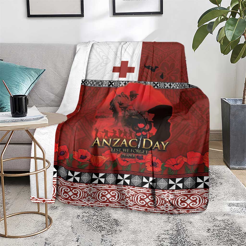 Tonga ANZAC Day Blanket Gallipoli Lest We Forget Ngatu Art Tribal