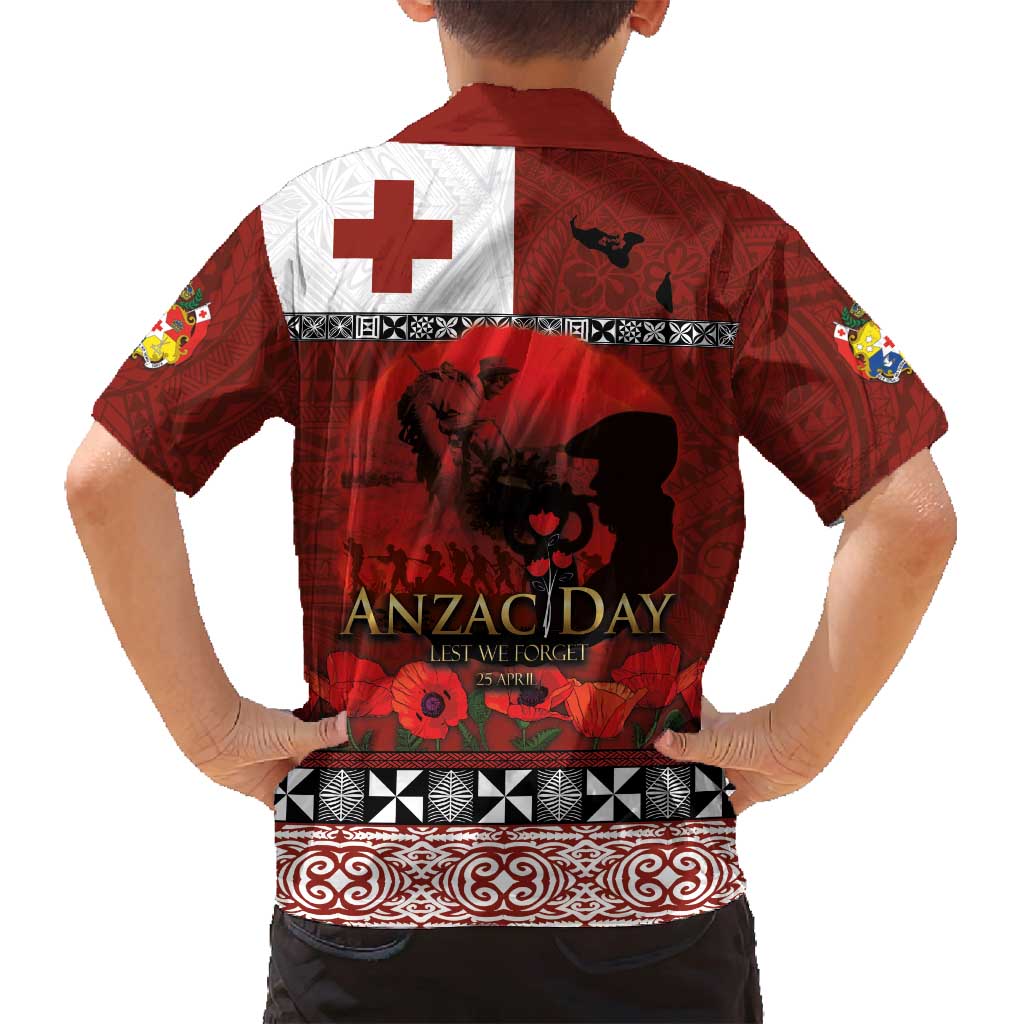 Tonga ANZAC Day Family Matching Puletasi and Hawaiian Shirt Gallipoli Lest We Forget Ngatu Art Tribal