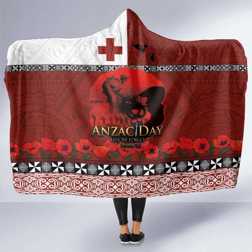 Tonga ANZAC Day Hooded Blanket Gallipoli Lest We Forget Ngatu Art Tribal