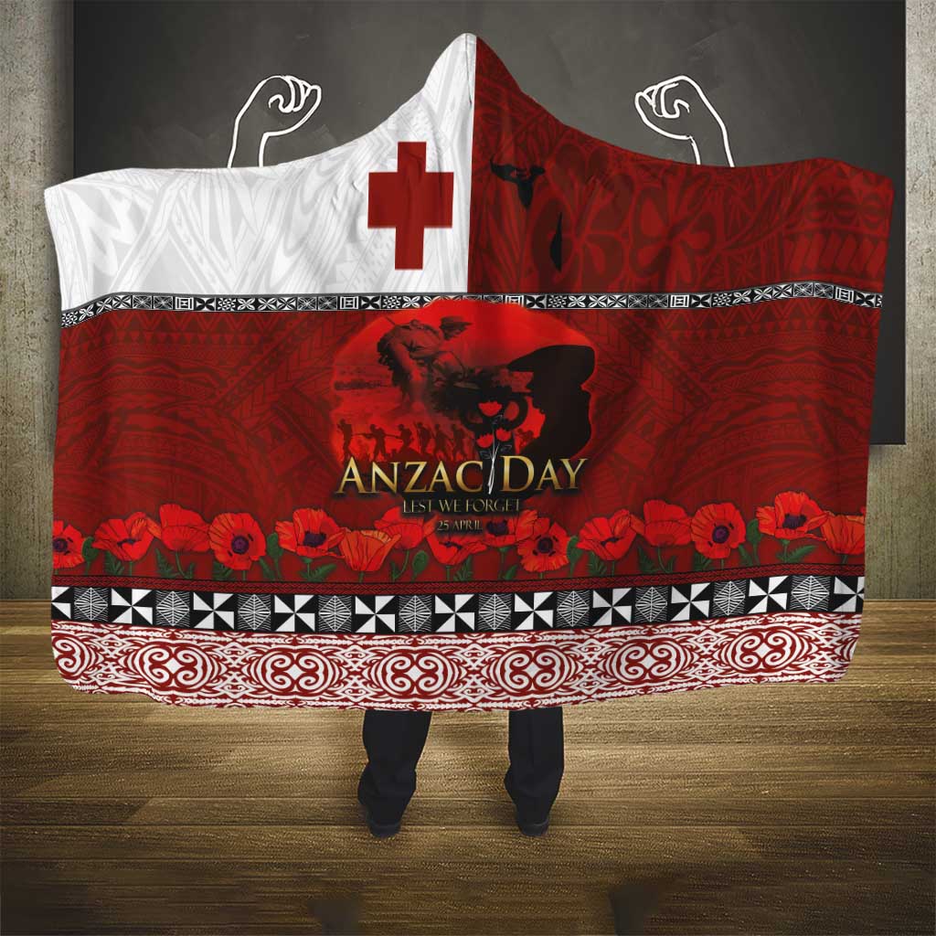 Tonga ANZAC Day Hooded Blanket Gallipoli Lest We Forget Ngatu Art Tribal
