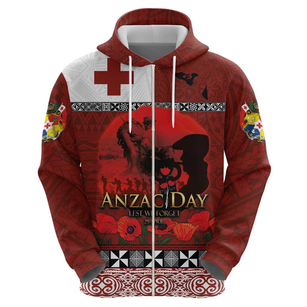 Tonga ANZAC Day Hoodie Gallipoli Lest We Forget Ngatu Art Tribal